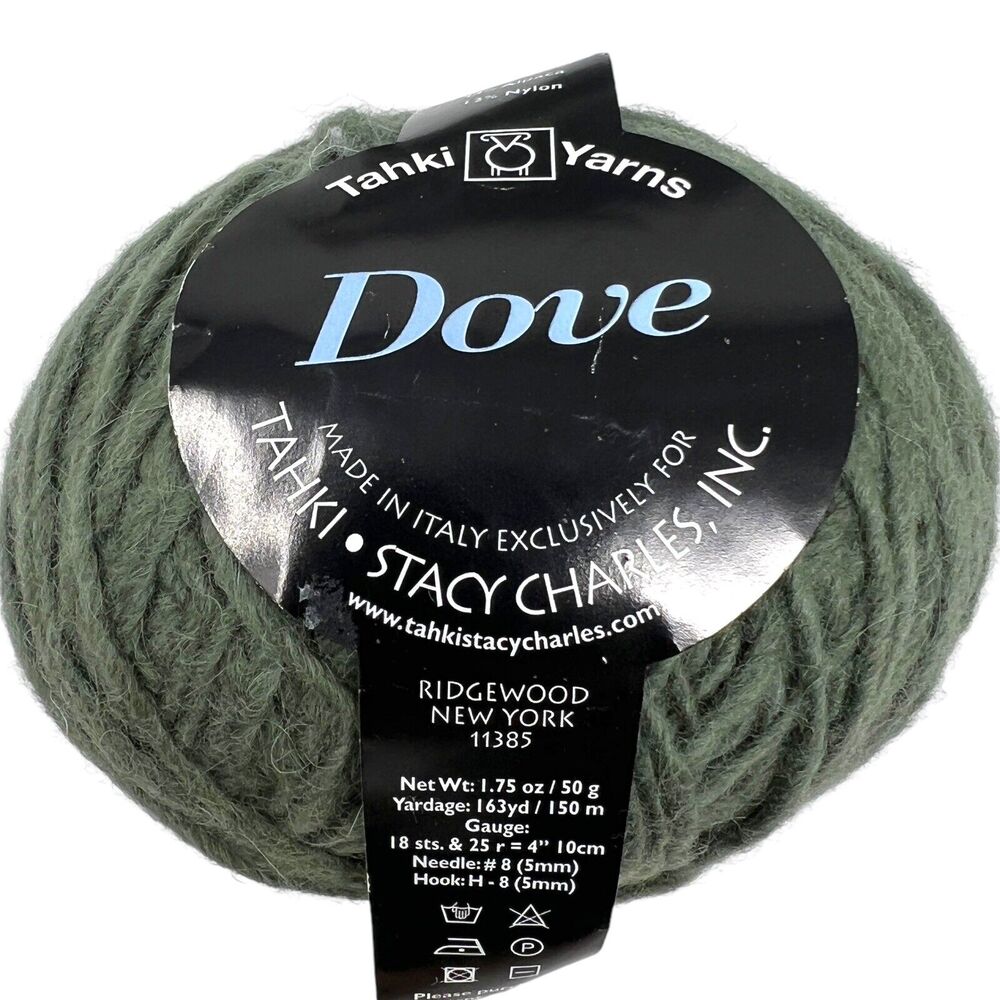 Tahki Yarns Dove Merino Wool Alpaca Nylon Green Sweater Quantity Yarn 10 Skeins